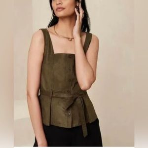 banana republic vegan suede new heritage vest in khaki green